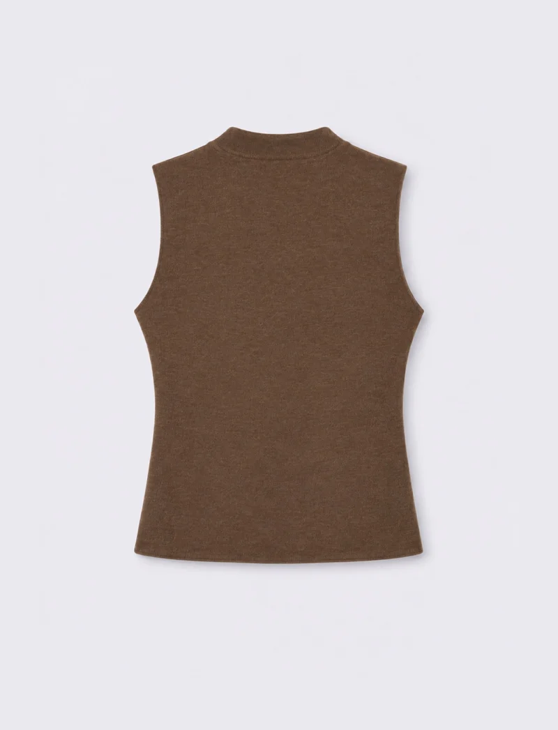 Gilet con collo alla coreana e chiusura ad alamari - Grigio fango