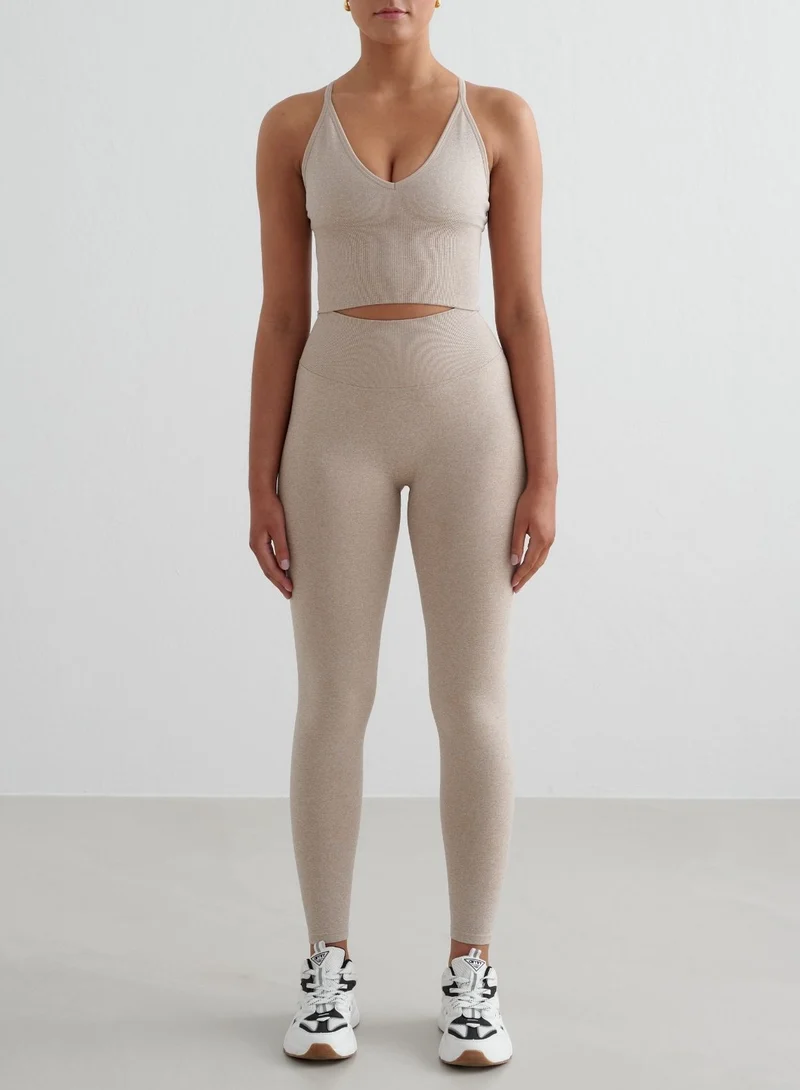 Beige Melange Shape Seamless Tights