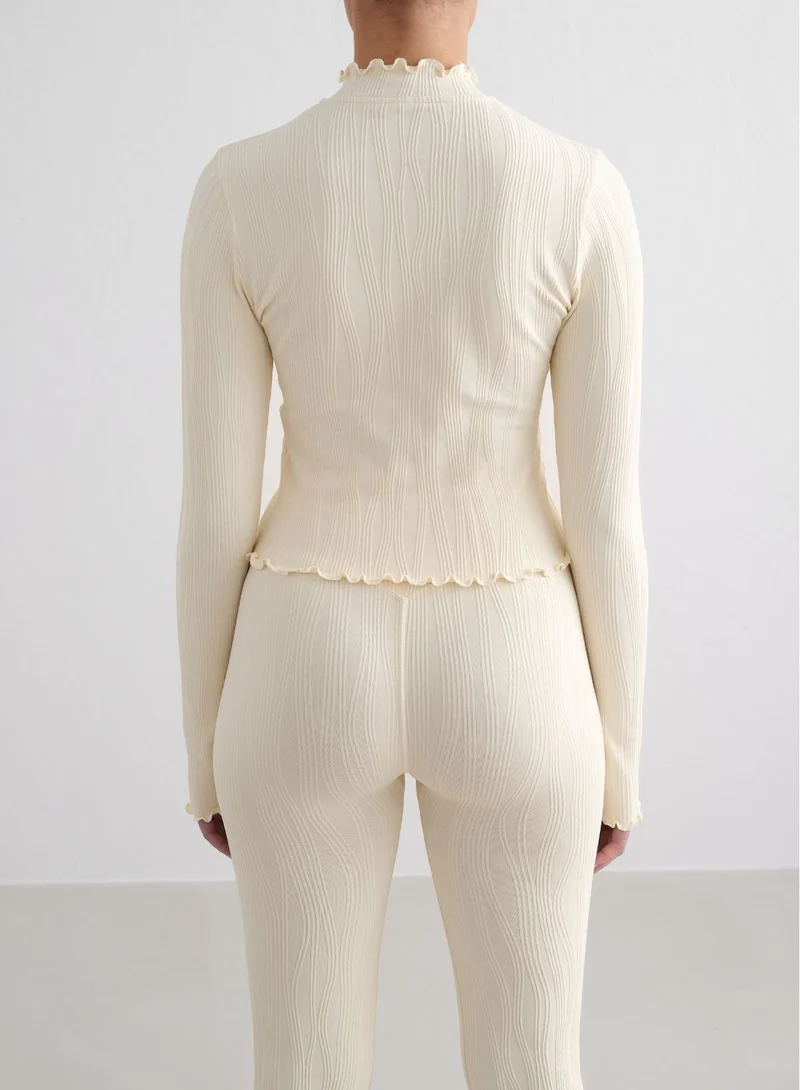 Almond White Tulip Zip Jacket