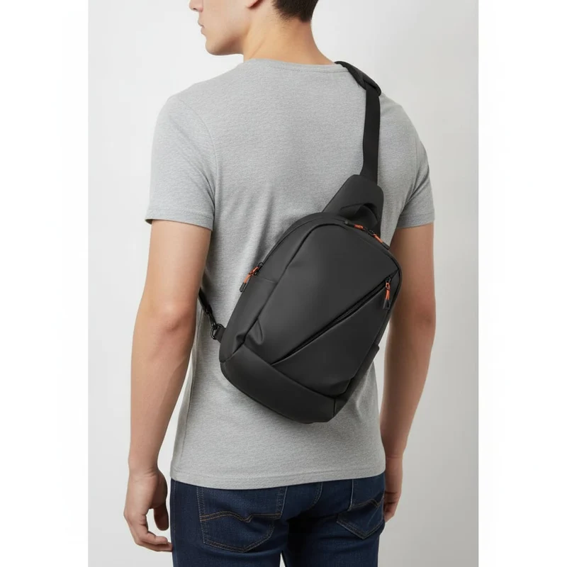 Zaino monospalla uomo versatile e pratico - Grigio