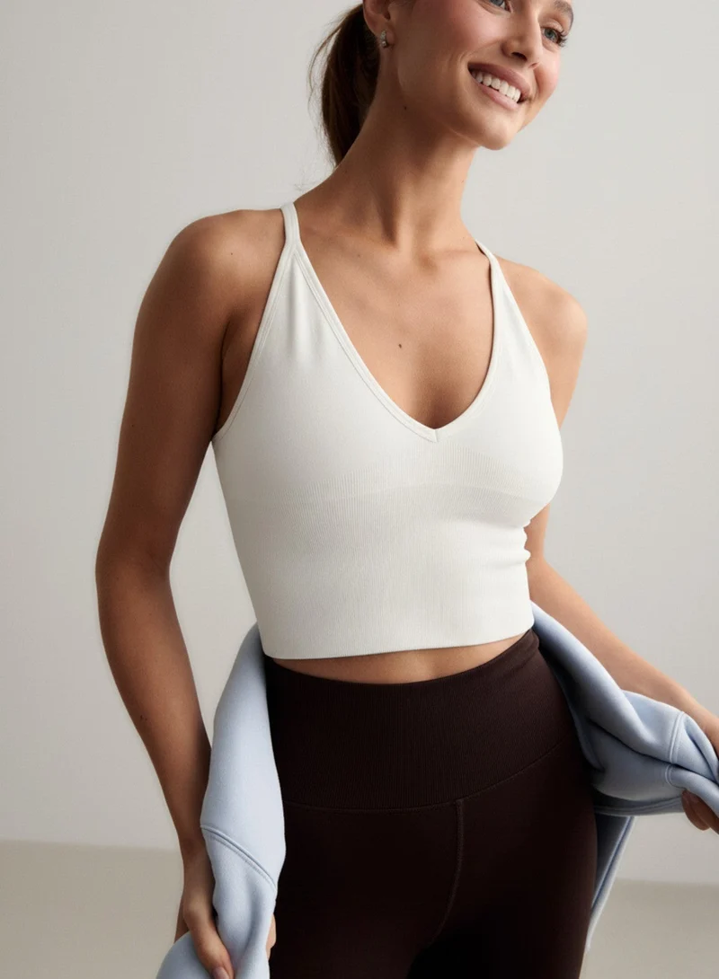 White Shape Seamless Cross Back Bralette