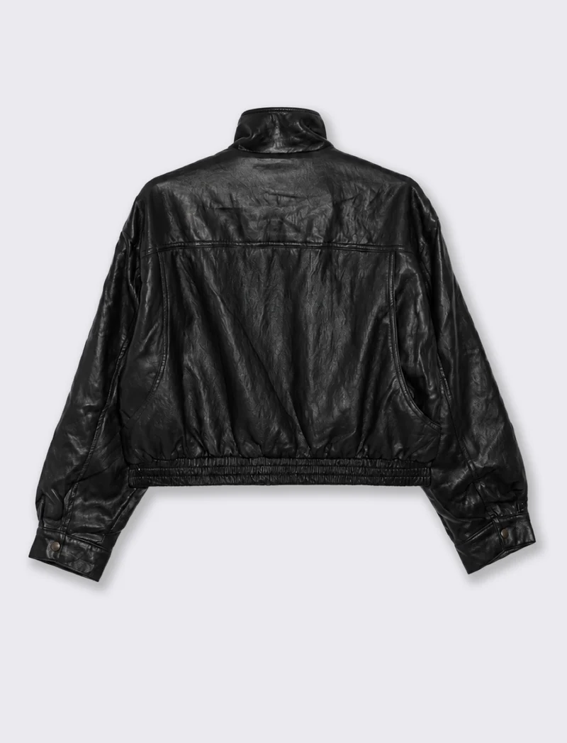 Bomber cropped con collo alto trendy - Nero