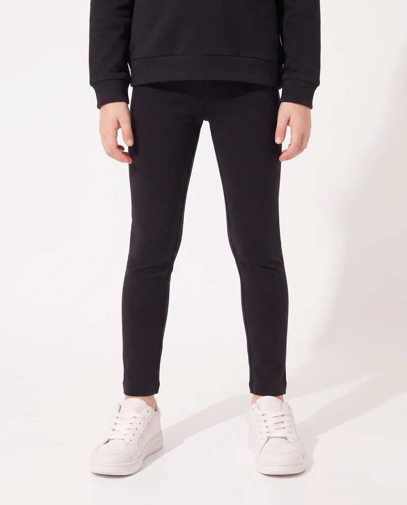 Leggings da bambina con interno garzato - Nero