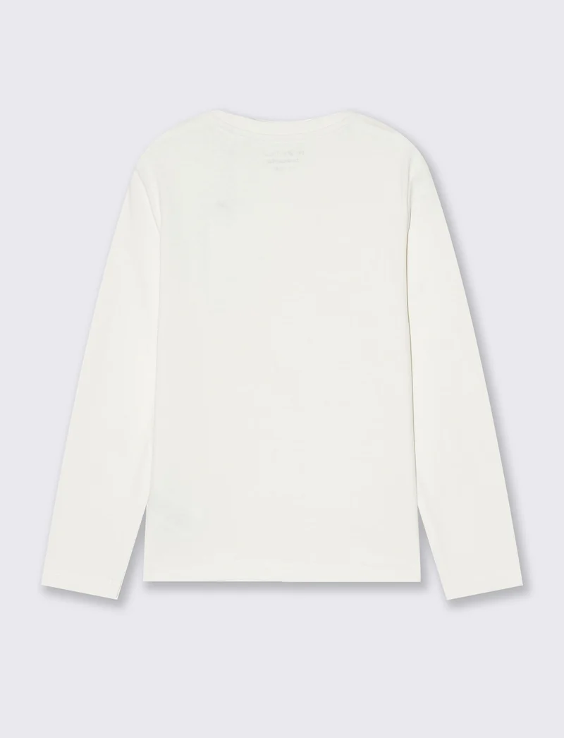 T-shirt manica lunga in cotone caldo - Bianco latte