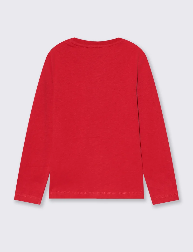 T-shirt manica lunga in cotone caldo - Rosso