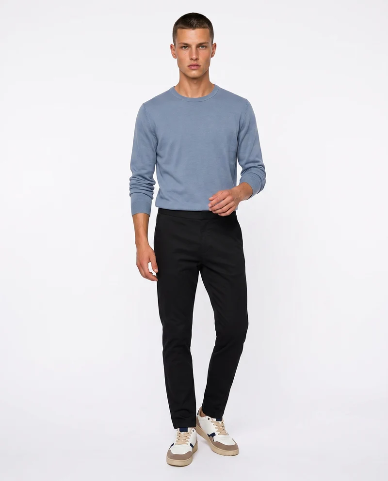 Pantaloni Chino Uomo in Tessuto Diagonale - Blu