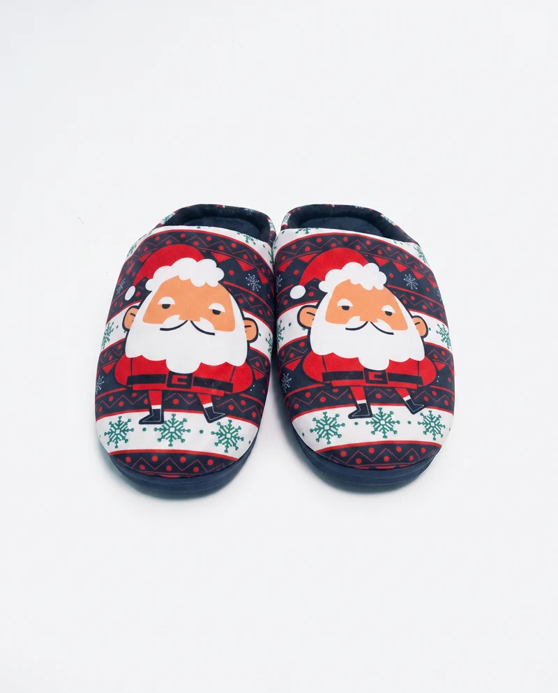Pantofola blu con mini Babbo Natale - Blu