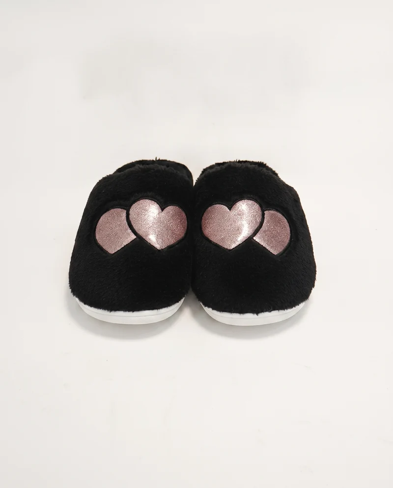 Pantofola da con cuori glitterati - Nero