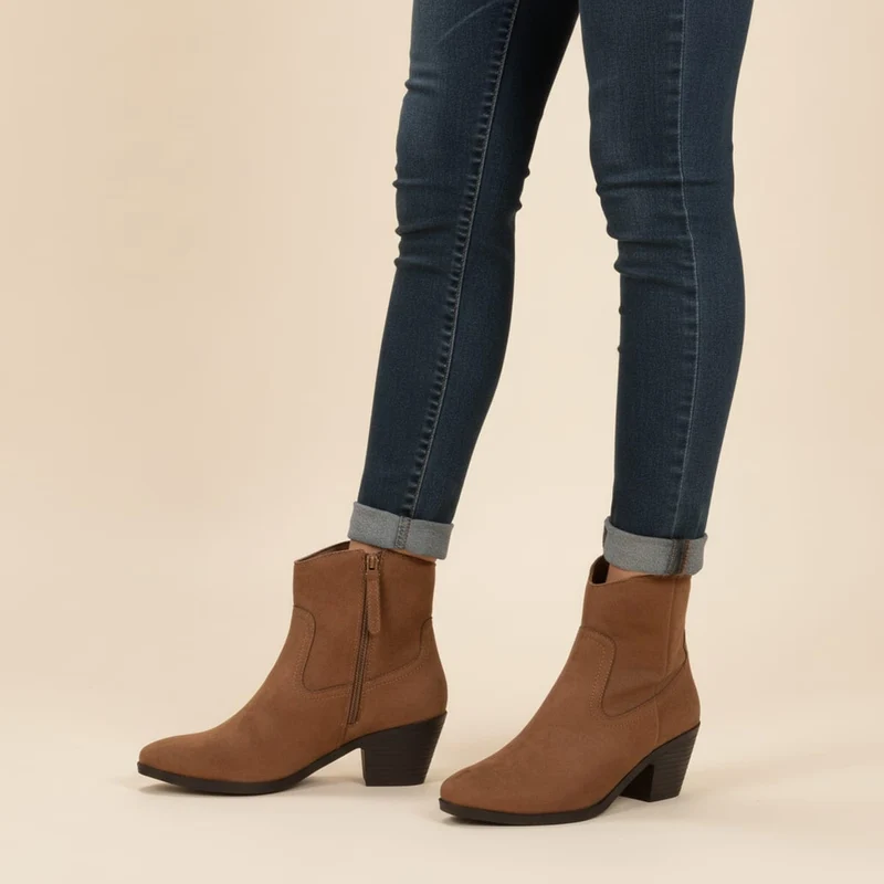 Tronchetto cowgirl in microfibra camel - Cammello