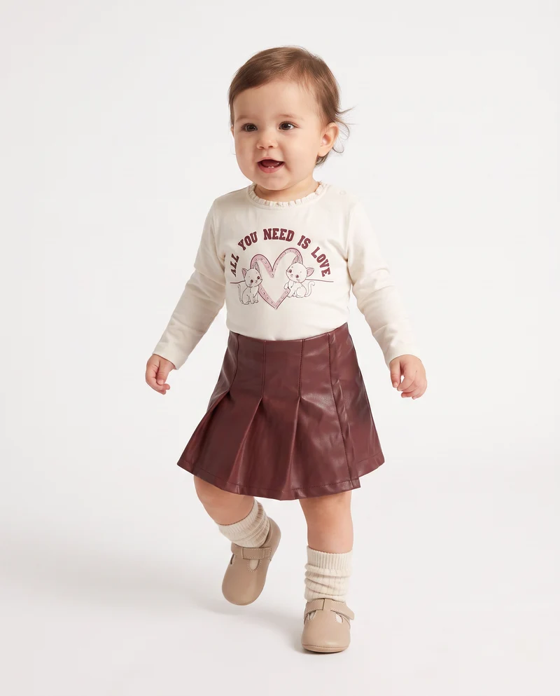 Pantaloncino in finta pelle con pieghe - Bordeaux