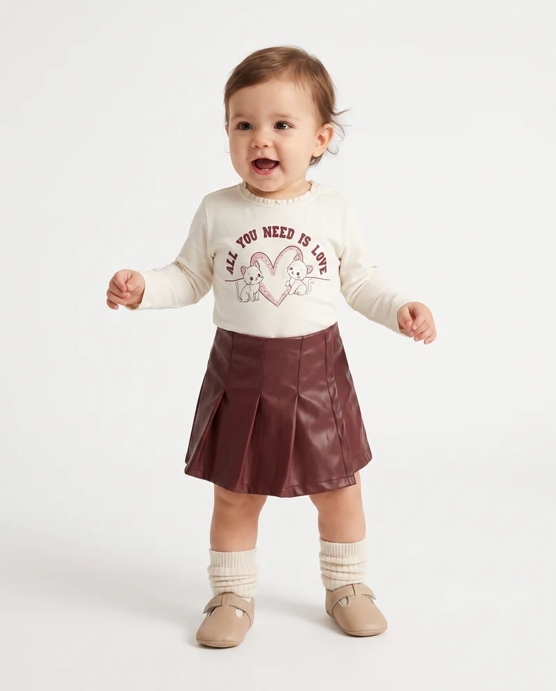 Pantaloncino in finta pelle con pieghe - Bordeaux