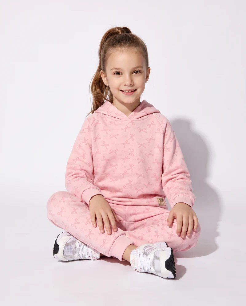 Jogger da bambina in tessuto garzato - Rosa