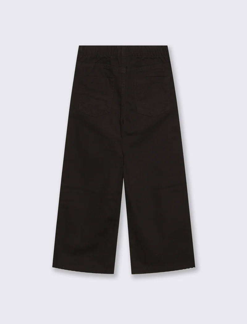Pantalone gamba larga in cotone drill - Nero