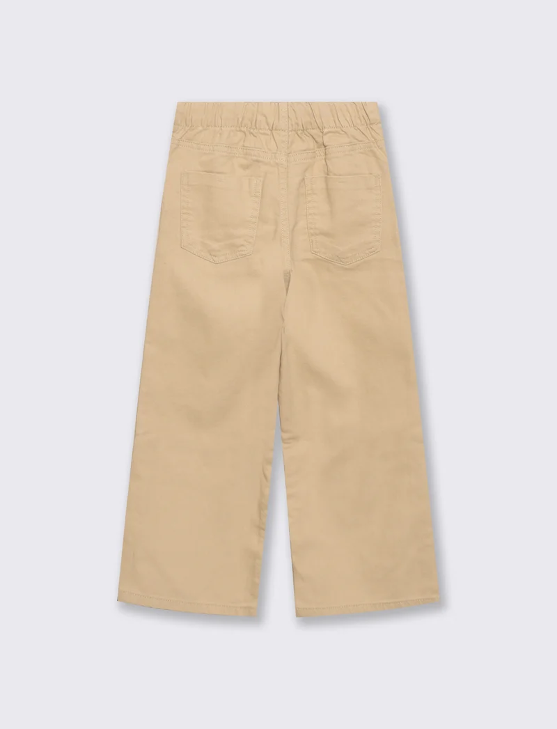 Pantalone gamba larga in cotone drill - Beige
