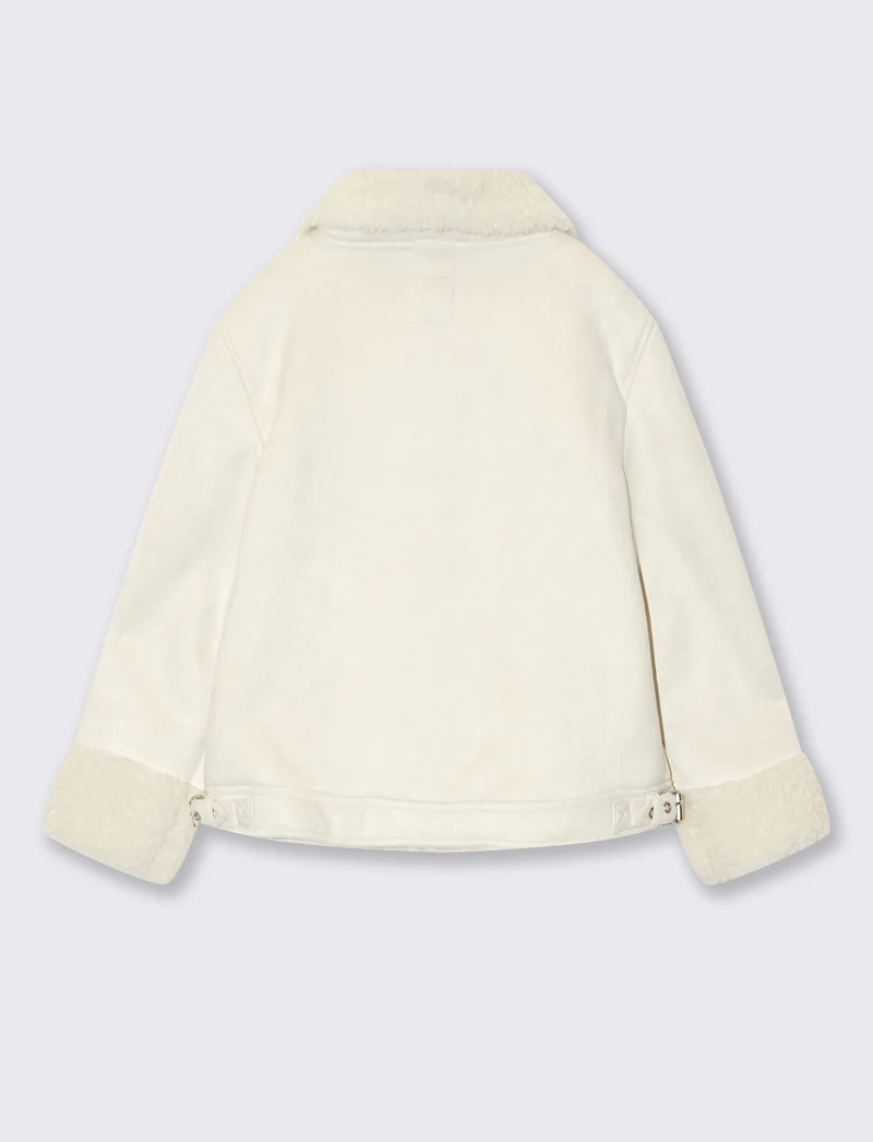 Giacca biker in camoscio per bambina - Beige