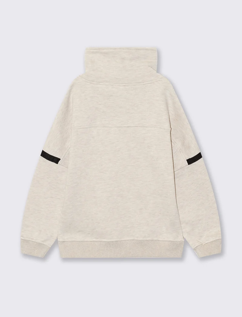 Felpa melange collo alto per l'inverno - Beige
