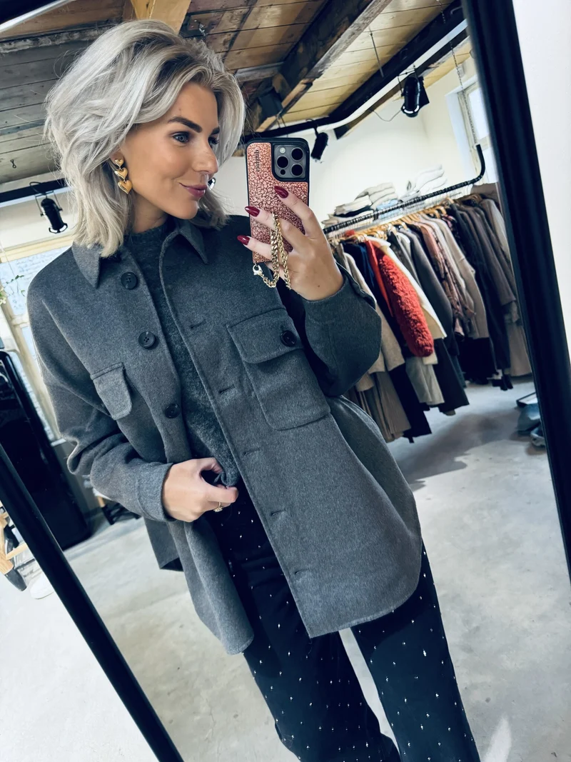 Phaedra wool blend jacket - Grey Mist