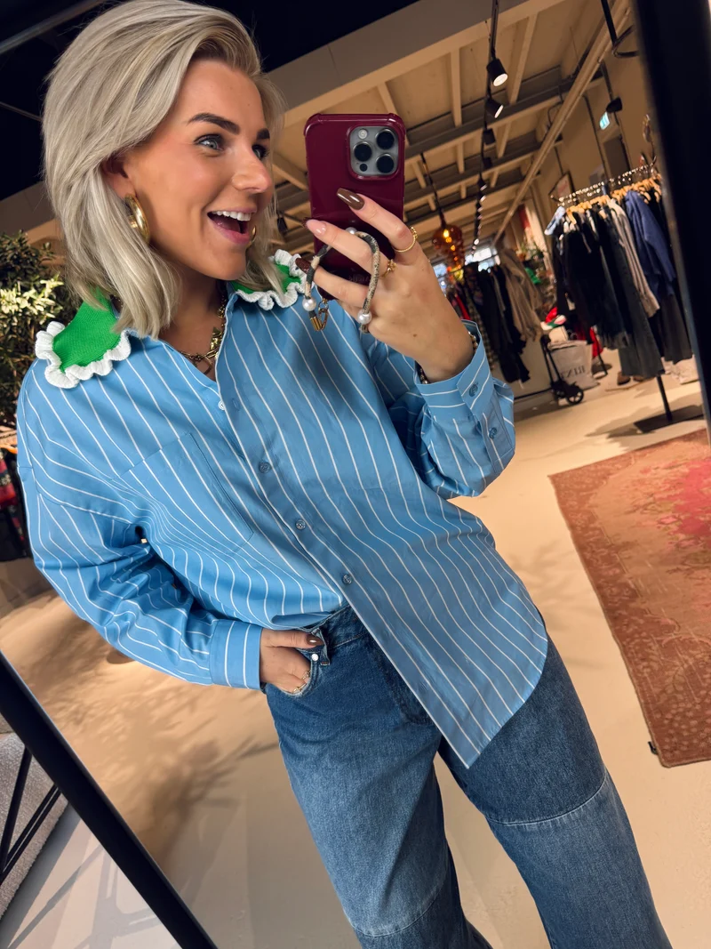 Joyful crochet collar shirt