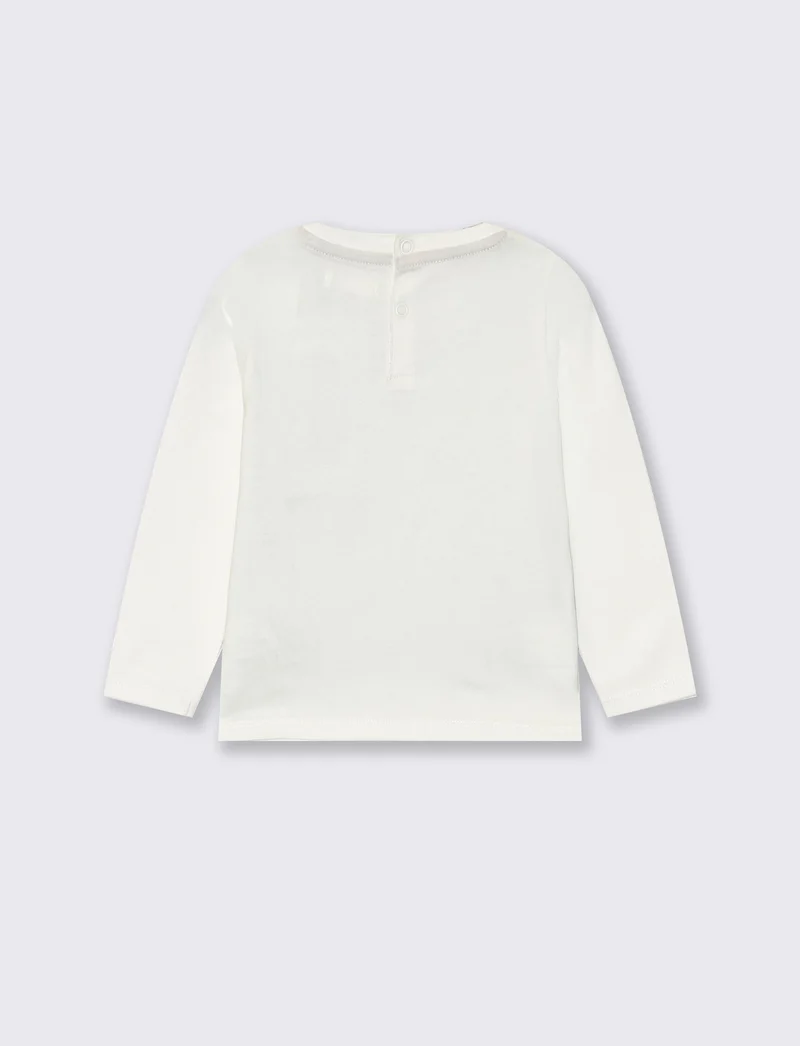 T-shirt girocollo con gilet frontale elegante - Bianco latte