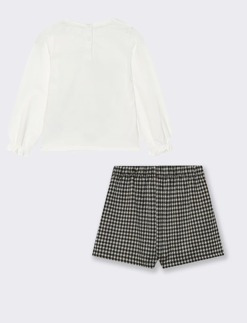 Set t-shirt manica lunga e shorts a quadri - Fantasia
