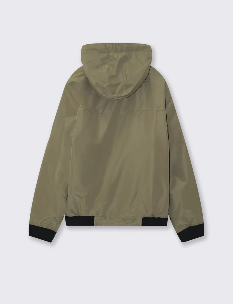 Giubbotto imbottito con cappuccio e tasche - Verde kaki