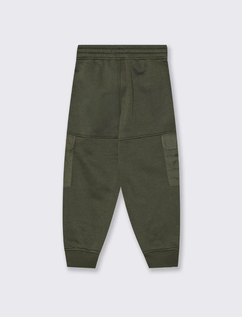 Jogger in felpa con tasconi e coulisse - Verde militare