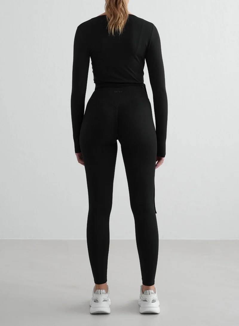 Black Shape Seamless Wrap Long Sleeve