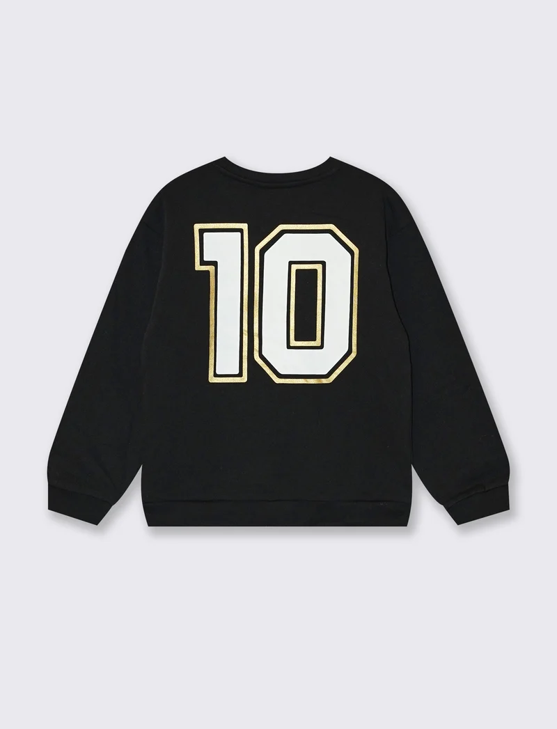 Felpa girocollo con stampa D10S - Nero