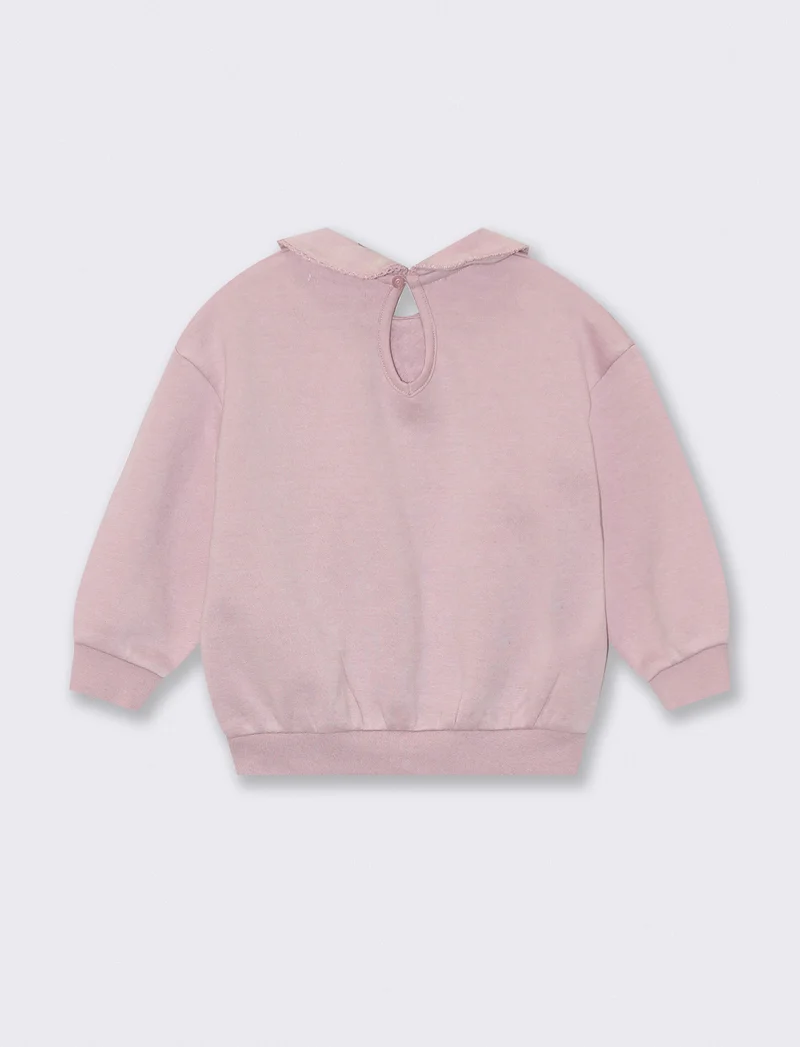 Felpa con colletto e girocollo chic - Rosa polvere