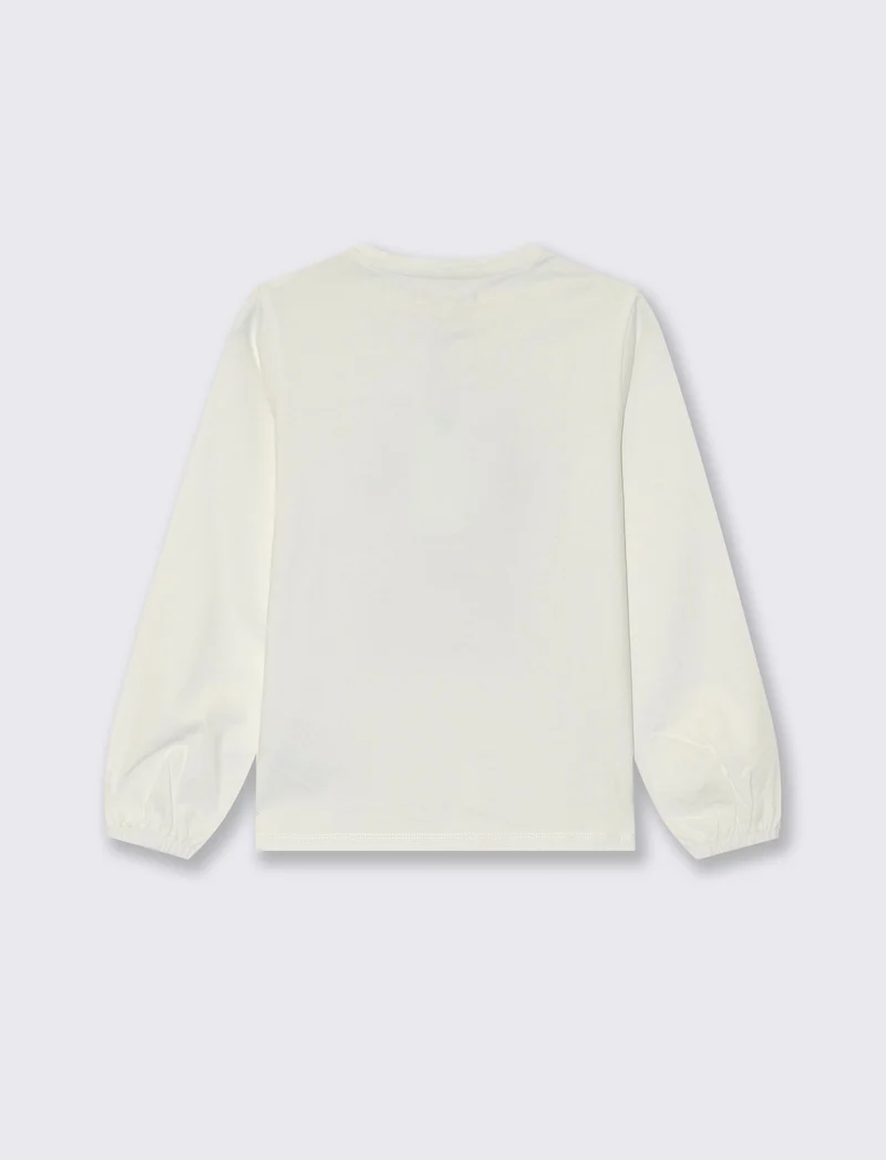 T-shirt manica lunga con stampa e accessori - Bianco latte