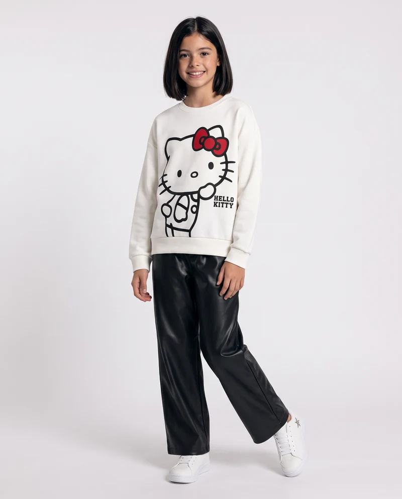 Felpa girocollo con stampa Hello Kitty - Bianco