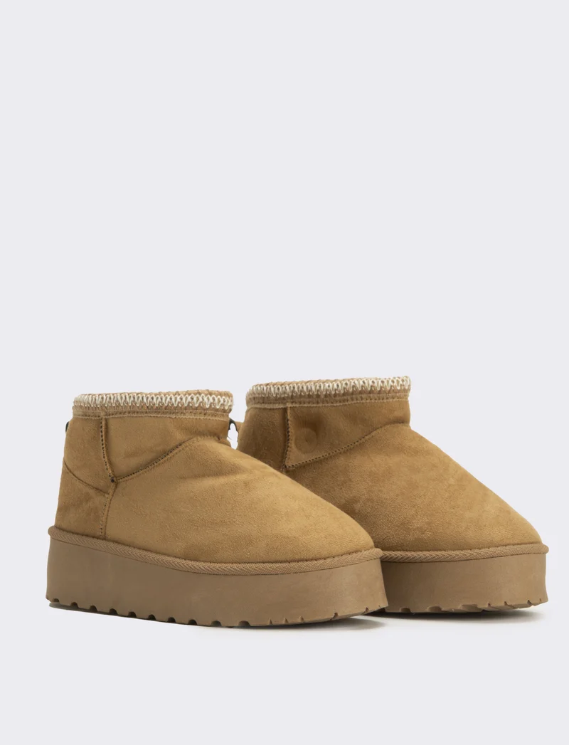 Tronchetto da neve ricamato da donna - Beige