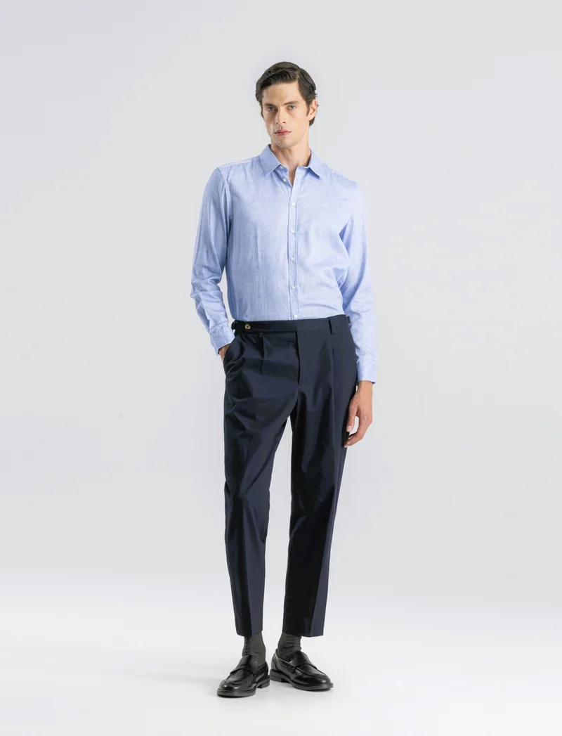 PANTALONI CHINO IN COTONE STRETCH RELAXED EASY PANT FIT - Blu