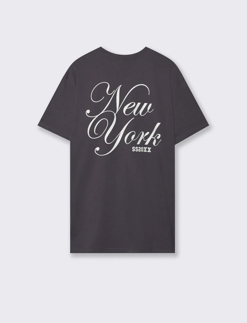 T-shirt girocollo cotone con stampe - Viola
