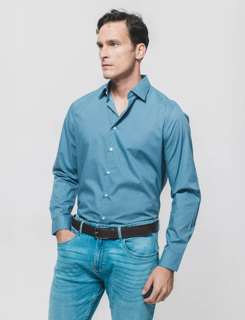 Camicia Regular Fit Micro Fantasia - CARTA DA ZUCCHERO