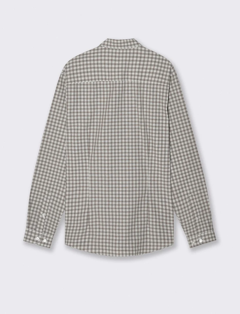 Camicia a quadri regular fit in cotone - Moro