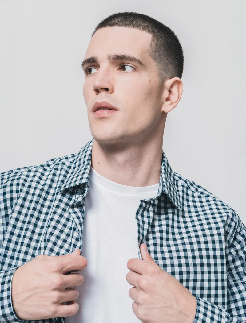 Camicia a quadri regular fit in cotone - Blu