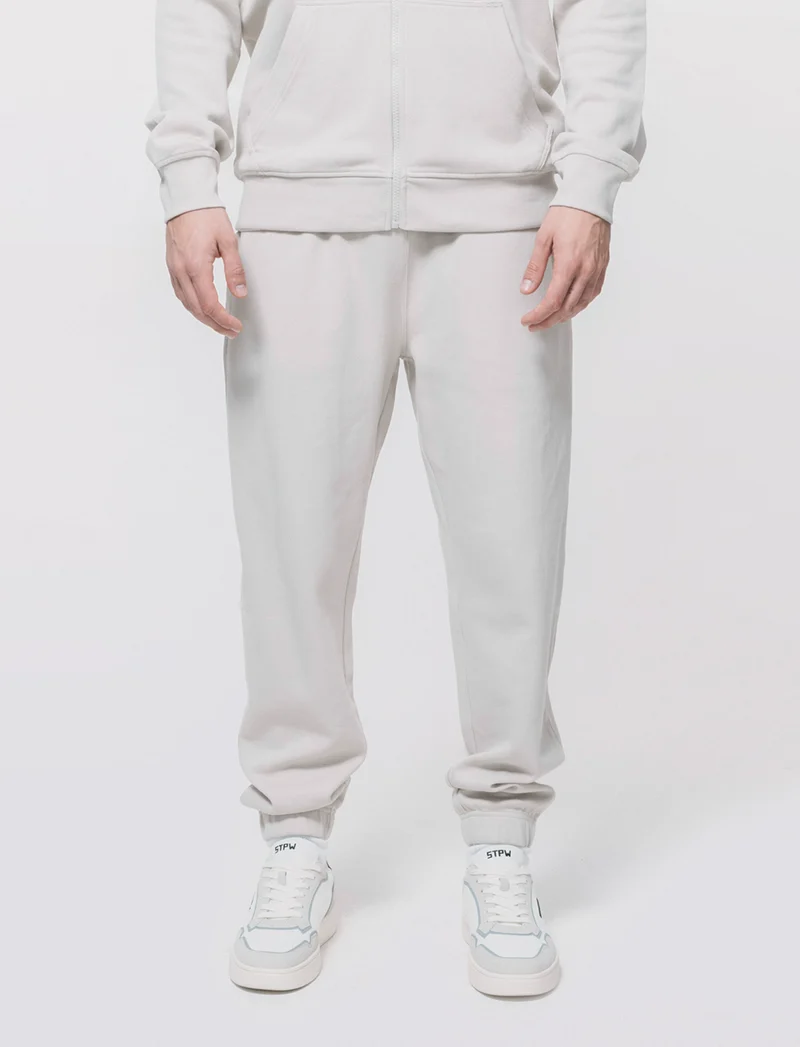 Pantaloni Jogger Basic in Piquet - Grigio ghiaccio