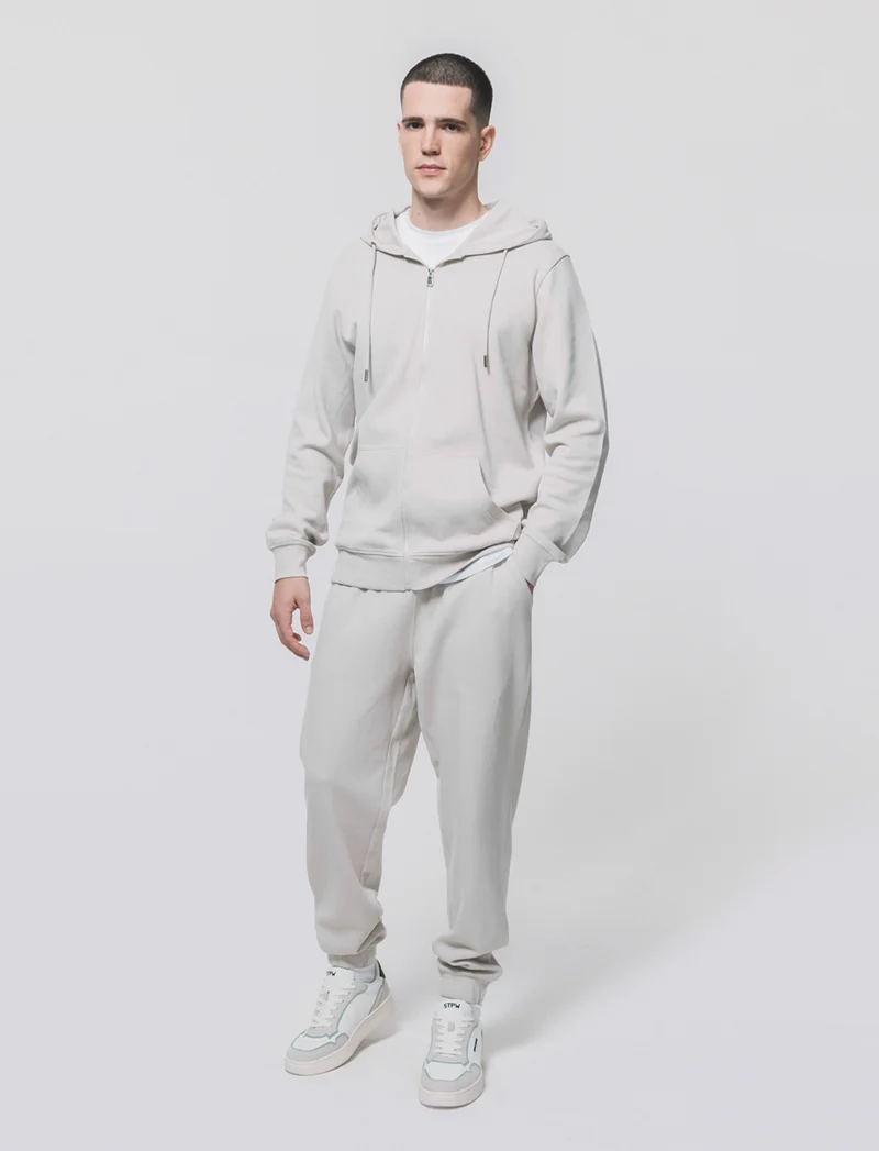 Pantaloni Jogger Basic in Piquet - Grigio ghiaccio