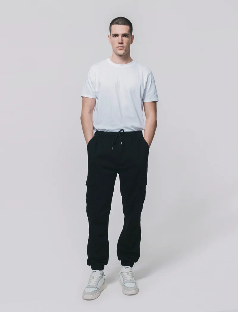 Pantaloni Cargo Slim Fit con Polsino - Nero