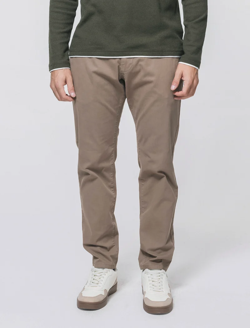 Pantaloni Chino Slim Fit in Twill Cotone - Verde kaki