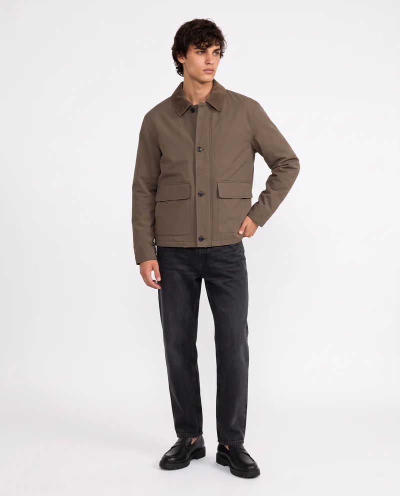 Giubbotto con collo in velluto elegante - Verde kaki