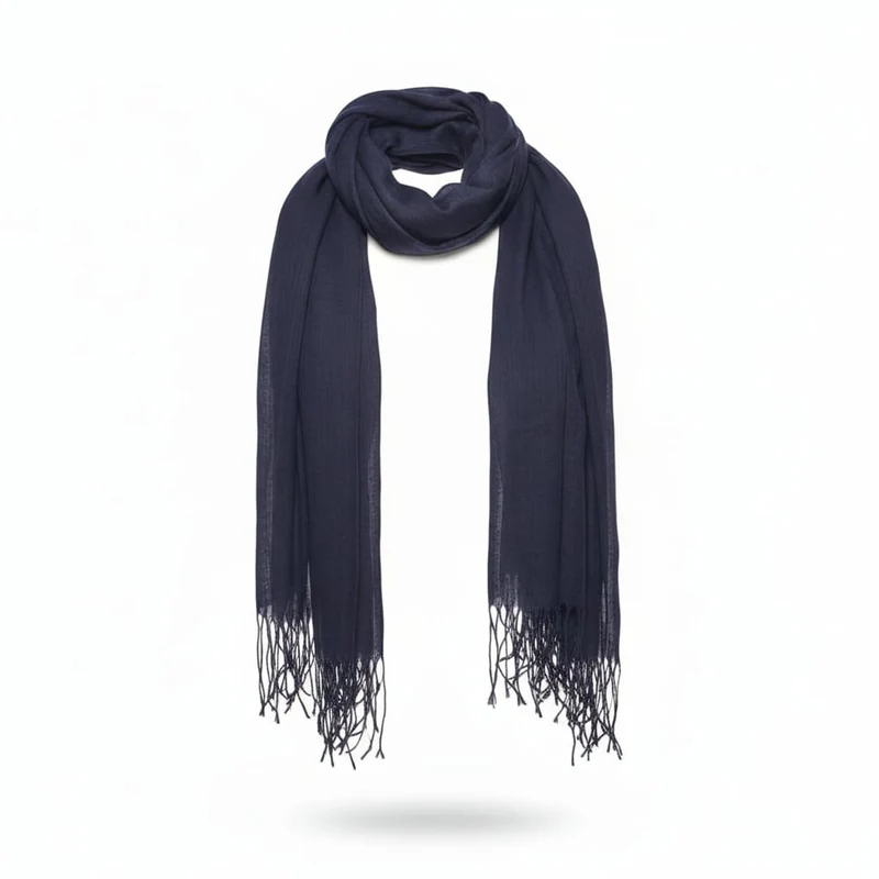 Foulard basic con frange eleganti - Blu
