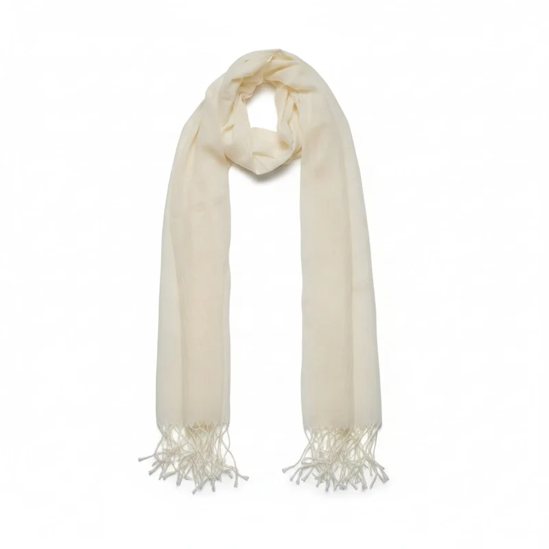 Foulard basic con frange eleganti - Bianco