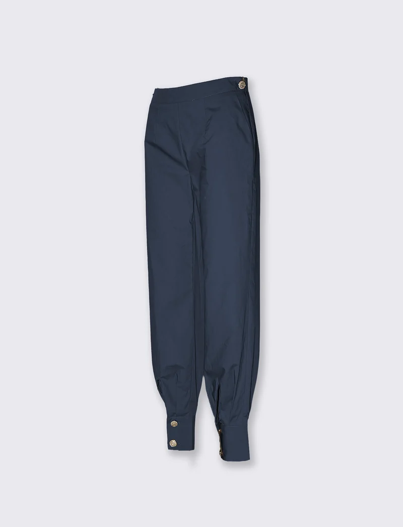Pantaloni cargo over con bottoni per donna - Blu