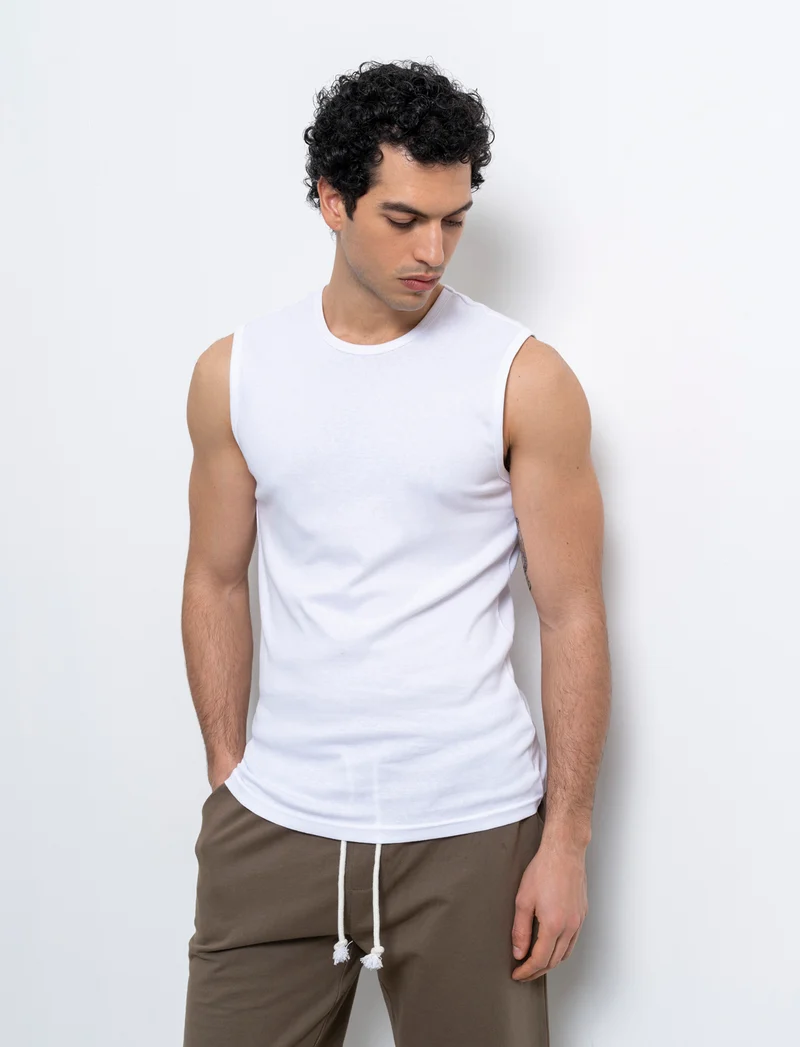 T-shirt senza maniche da uomo - Bianco