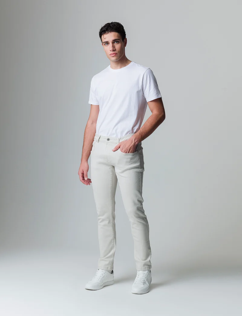 Pantaloni 5 tasche slim fit da uomo - Grigio ghiaccio