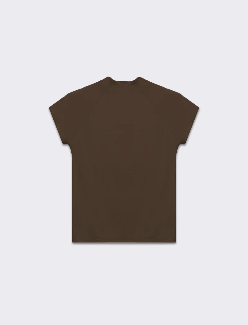 T-shirt mezzo collo da donna - Marrone tabacco