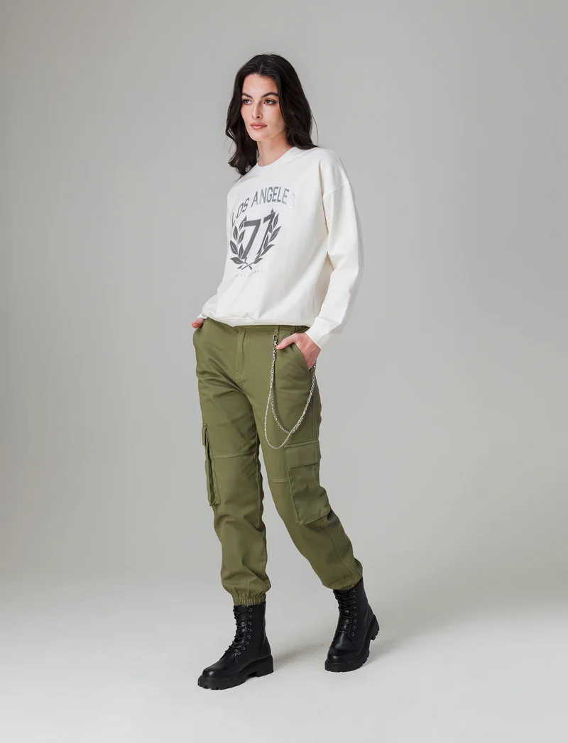 Pantalone con dettaglio catena da donna - Kaky 1
