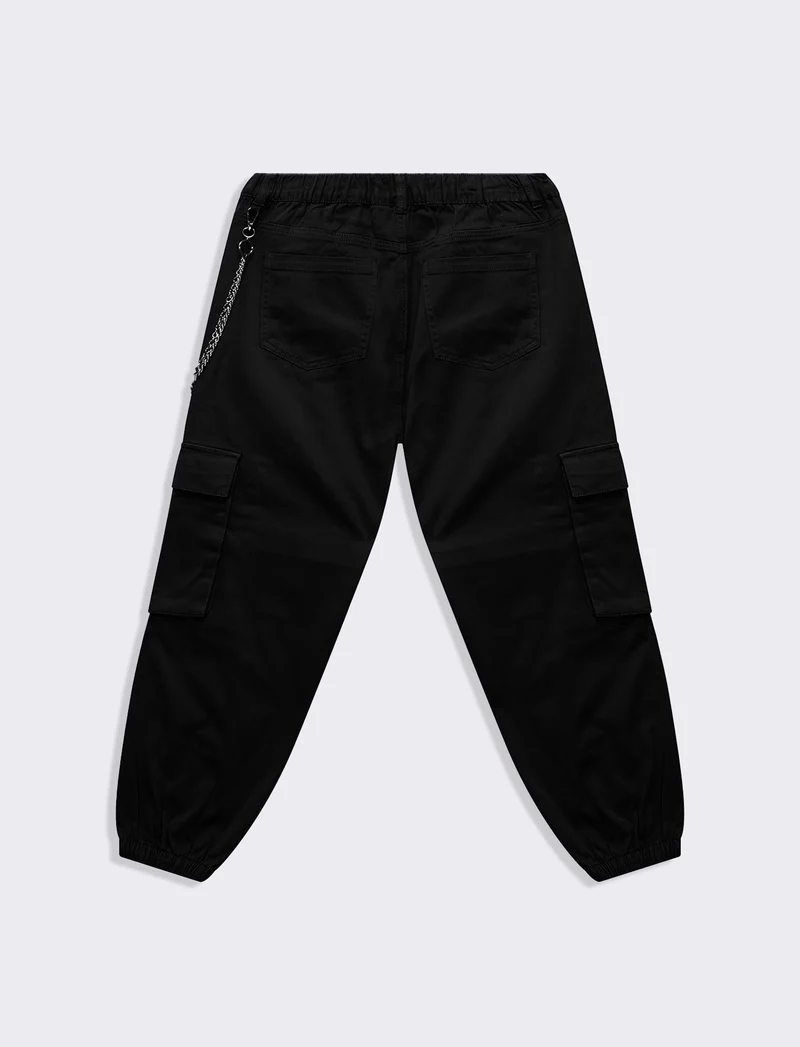 Pantalone con dettaglio catena da donna - Nero